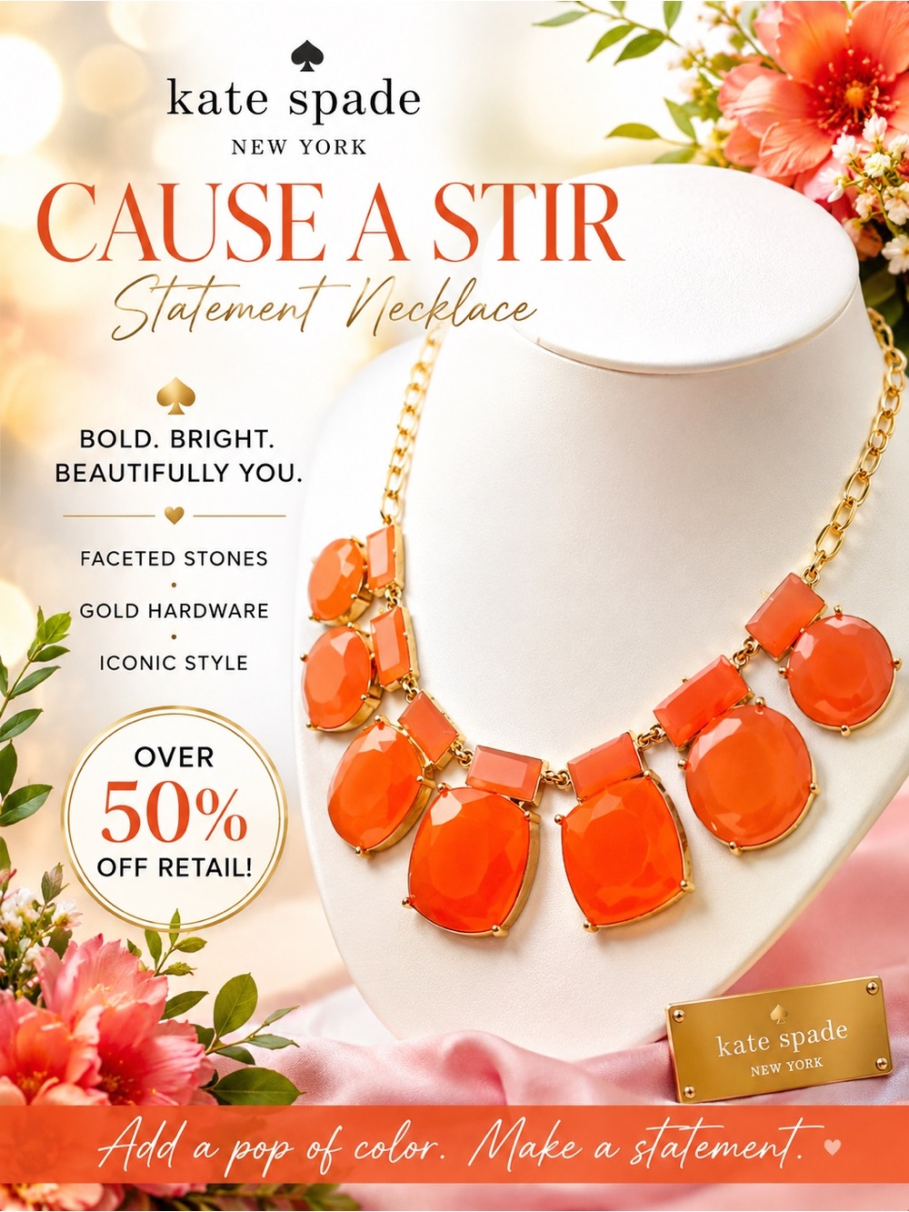 Kate Spade "Cause a Stir" Statement Necklace. Over 50% OFF retail price!